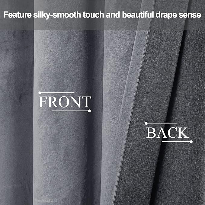 JIUZHEN Grey Velvet Curtains 84 inches - Image 4