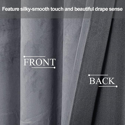 JIUZHEN Grey Velvet Curtains 84 inches - Image 4