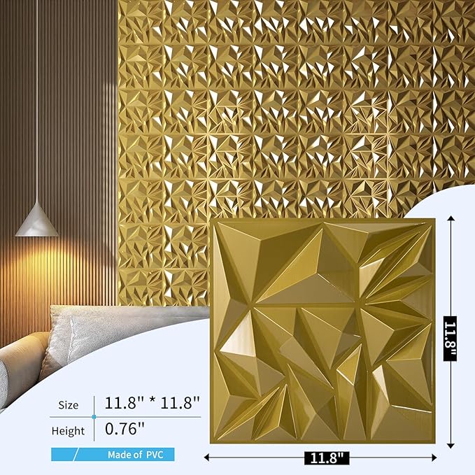 Art3d 33-Pack 3D Wall Panels for Interior Wall Decor, Diamond Textured Feature - Image 3