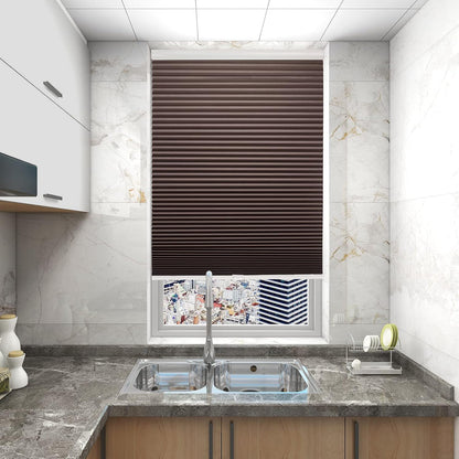 Cellular Shades Door Window Blinds Cordless Blackout, Honeycomb Blind Accordion Shade Room Darkening Indoor Pleated 1.5" Cell, Custom Size, Taupe
