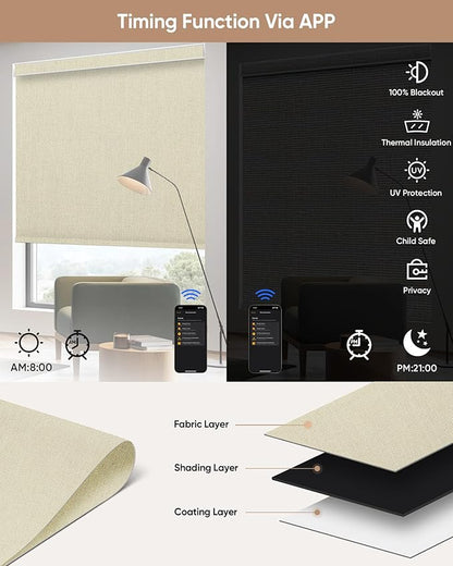 Kincmo Motorized Blinds with Remote, 100% Blackout Motorized Roller Shades Work - Image 4