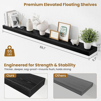Fun Memories 55 Inch Floating Shelves Bedroom, Large Extra Floating Shelf Set - Image 3