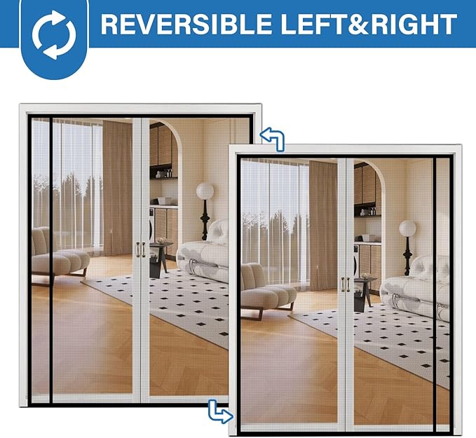 Magnetic Screen Door Mesh Left Right Side Opening Upgraded PET Material Mesh - Image 5