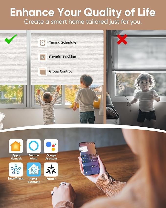 Kincmo Motorized Blinds with Remote, 100% Blackout Motorized Roller Shades Work - Image 3