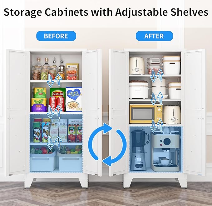 61" Tall Pantry Cabinet, Kitchen Pantry Storage Cabinets - Image 6