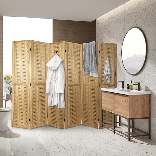 Babion 6 Panel Pegboard Display, Pegboard Room Divider Freestanding Folding - Image 2