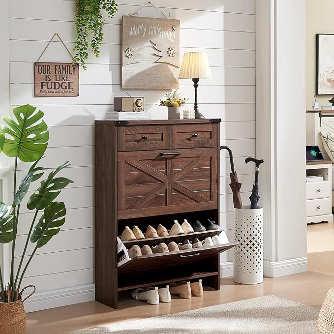 Shoe Storage Cabinet, Farmhouse Shoe Organizer - Image 4