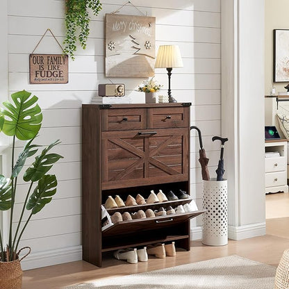 Shoe Storage Cabinet, Farmhouse Shoe Organizer - Image 4