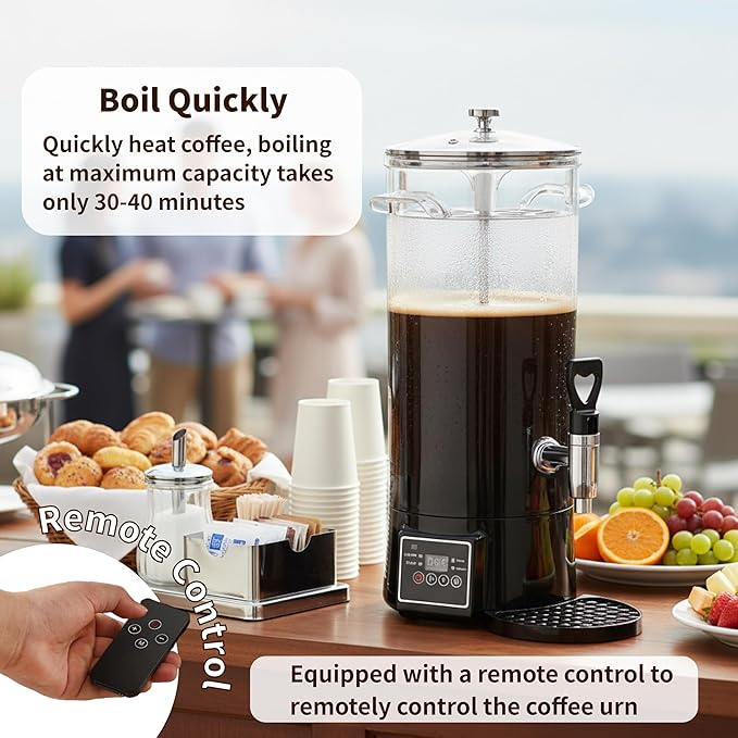 Coffee Urn Commercial Coffee Maker, 9.5 L 60 Cups, Transparent Electric - Image 8