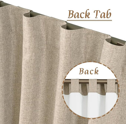 LAMIT Taupe 100% Blackout Linen Curtains, 84 Inch Linen Textured Living Room - Image 3
