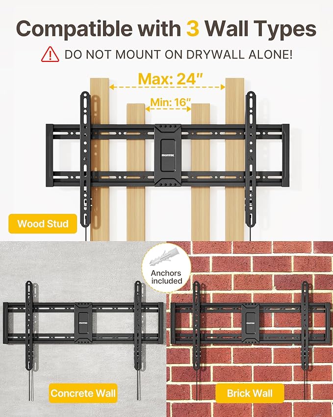 monTEK Heavy Duty Fixed TV Wall Mount - Image 6