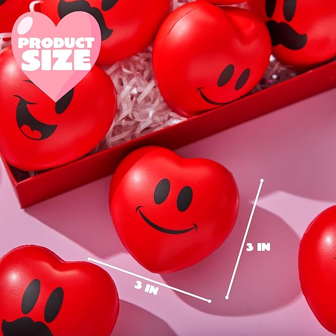 JOYIN 15 PCS Valentines Day Heart Shaped Stress Relief 3“ Balls - Image 5
