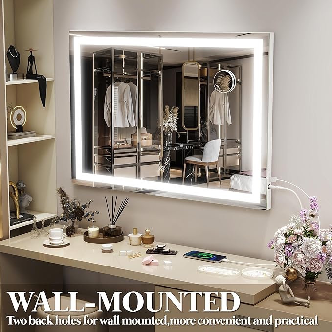 FENNIO Vanity Mirror with Lights 32"x22", Lighted Makeup Mirror, Large Vanity - Image 4