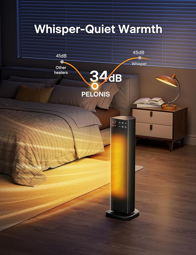 PELONIS Oscillating Ceramic Tower Indoor Space Heater - Image 6