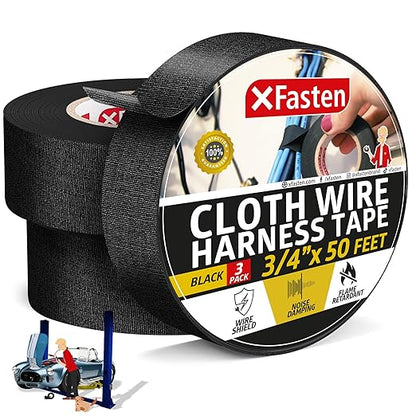XFasten Wire Harness Tape, 3/4-Inch x 50-Foot, High Temp Wiring Loom Harness by XFasten