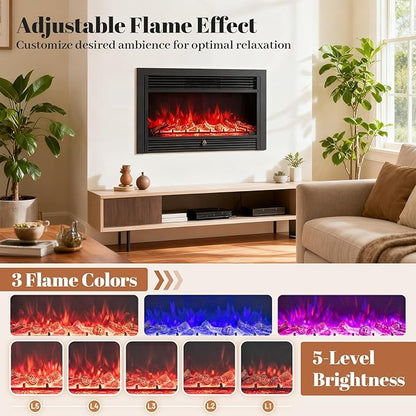 Giantex 33" Electric Fireplace Insert, Wall Recessed/Mounted, Freestanding - Image 2