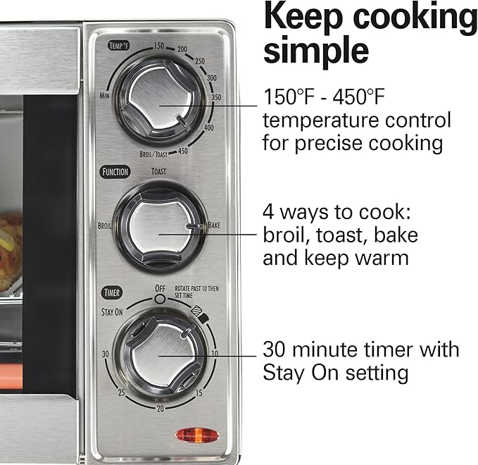 Hamilton Beach Countertop Toaster Oven & Pizza Maker Large 4-Slice Capacity - Image 5