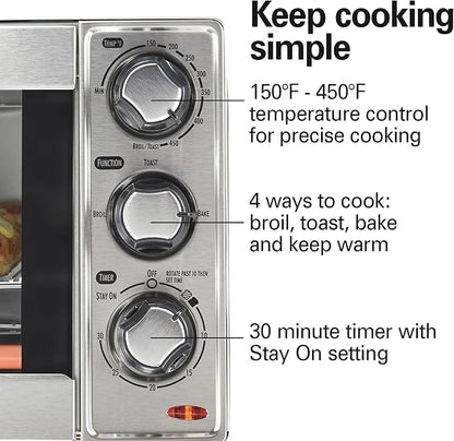 Hamilton Beach Countertop Toaster Oven & Pizza Maker Large 4-Slice Capacity - Image 5