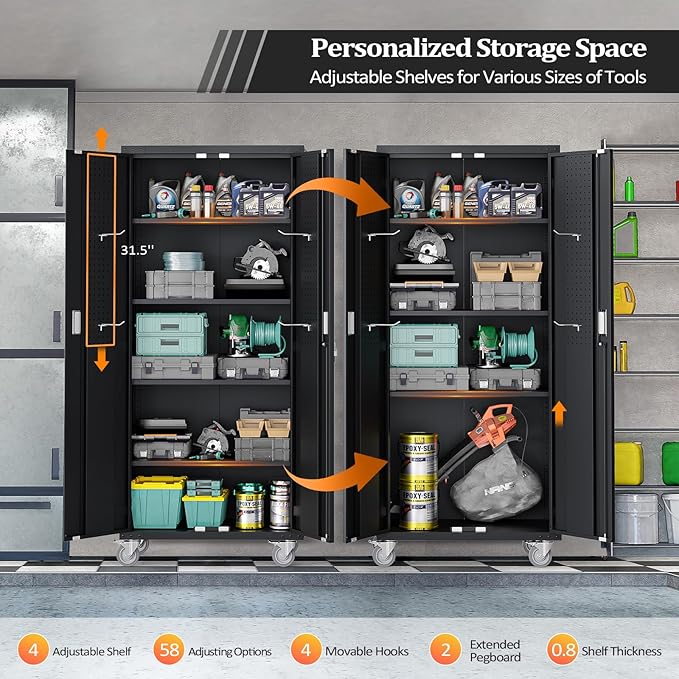 VINGLI 72'' Tall Garage Storage Cabinet, Metal Storage Cabinet - Image 4