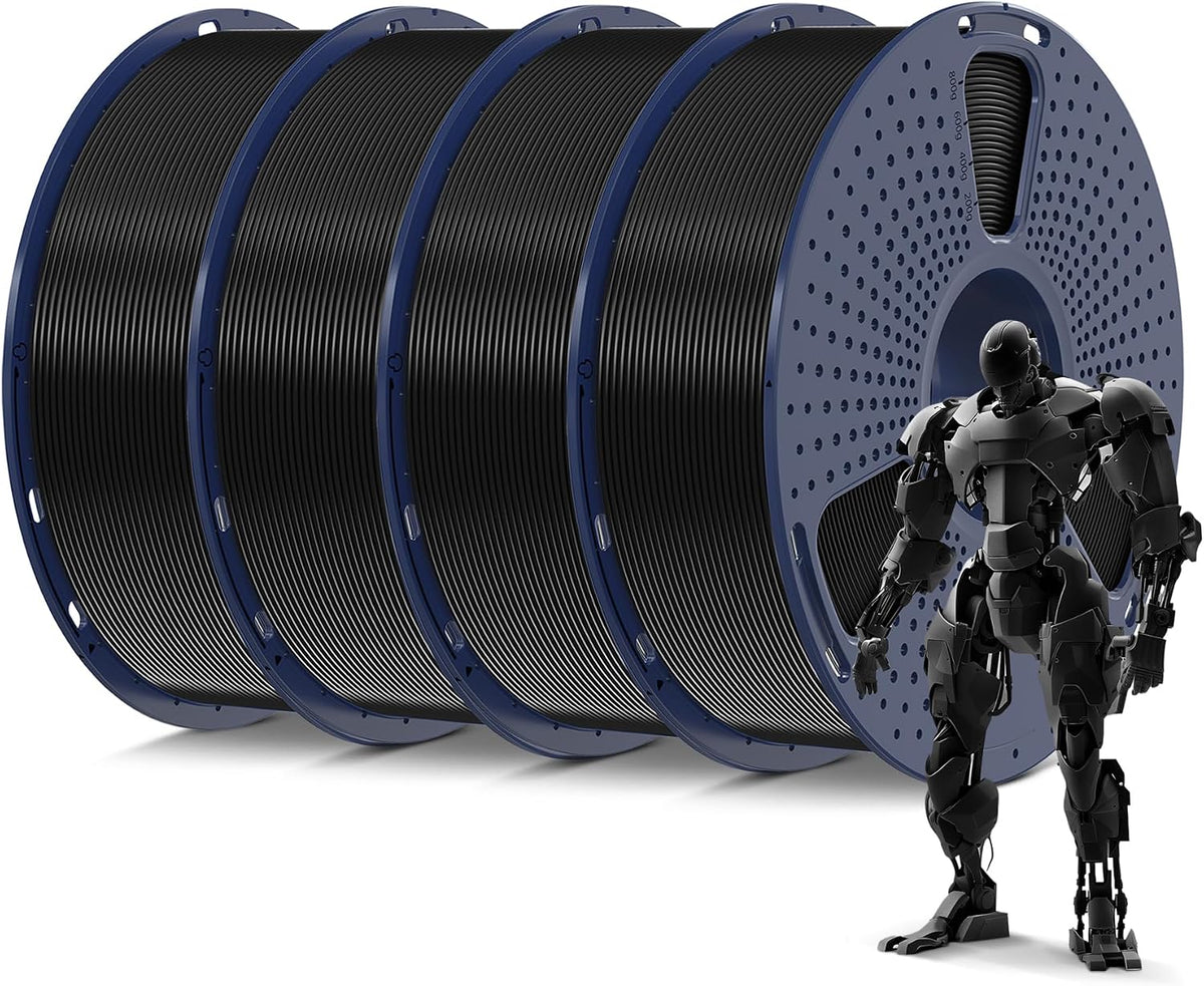sunlu pla 3d printer filament, black, 4kg, main product view