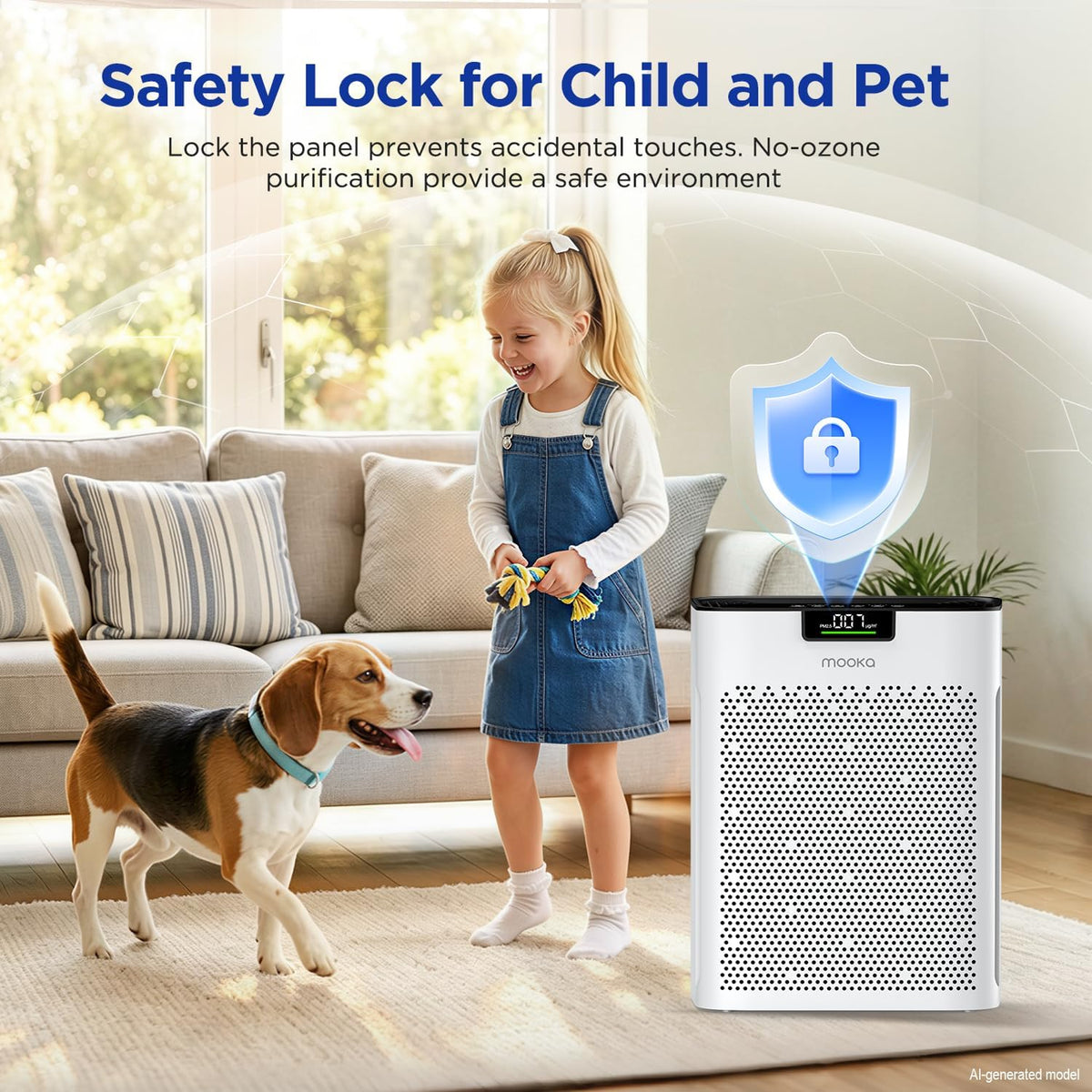 mooka air purifier for home bedroom large room, view 9