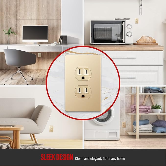 ENERLITES Elite Series Duplex Outlet Receptacle Cover, Screwless Wall Plate - Image 6