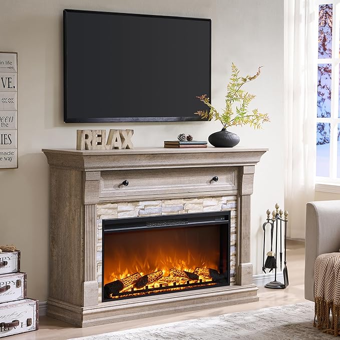 OKD 52" Farmhouse Electric Fireplace TV Stand by OKD