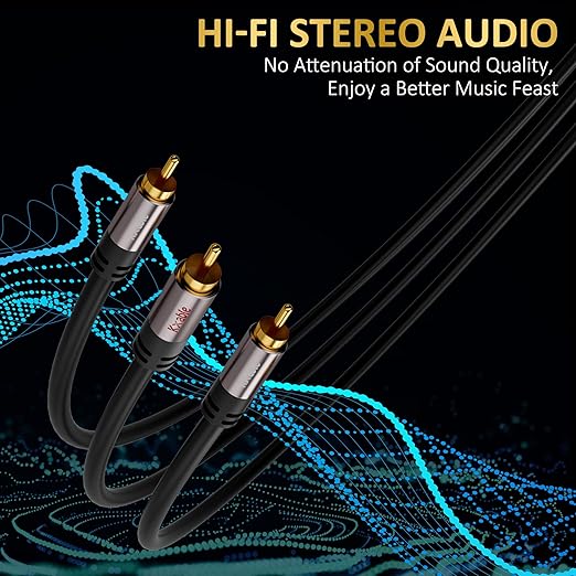 RCA Y-Adapter Splitter Cable, 1 RCA Male to 2 RCA Male Stereo Audio Subwoofer - Image 4