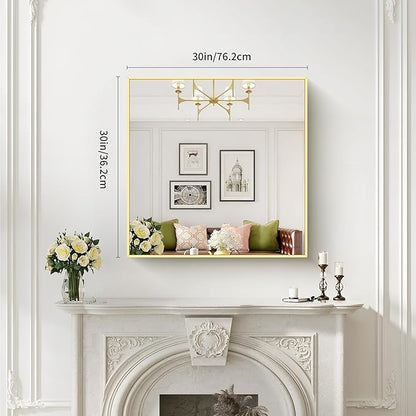 Gold Bathroom Mirror for Wall, 30x30 Inch Rectangle Mirrors - Image 7