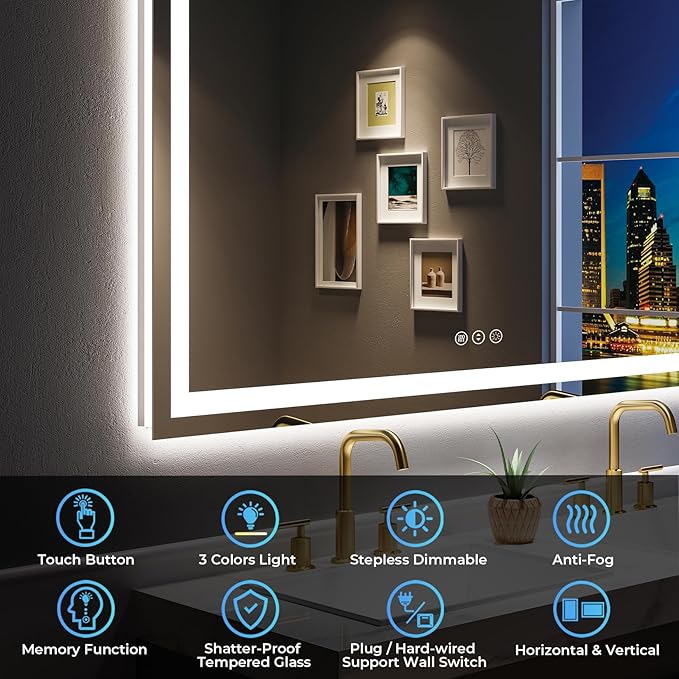 YEELAIT 60x40 Inch LED Bathroom Mirror - Image 2
