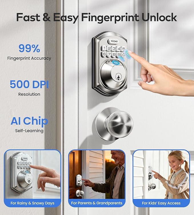 TEEHO TE012W-K WiFi Smart Keyless Entry Door Lock - Image 5
