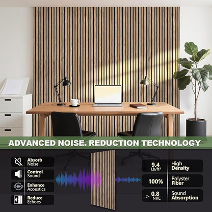 Acoustic Wall Panels, 2 Pack Wood Slat Wall Panel, Soundproof Wall Panels - Image 6