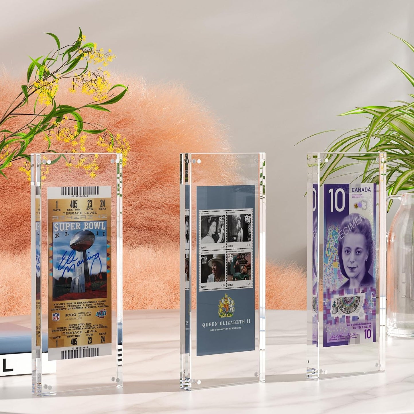 HOZE Business License Frame – 4/5 Inch Thick Clear Acrylic Holder for 4x9 Certificates or Panoramic Photos (Full 4x10 Frame)