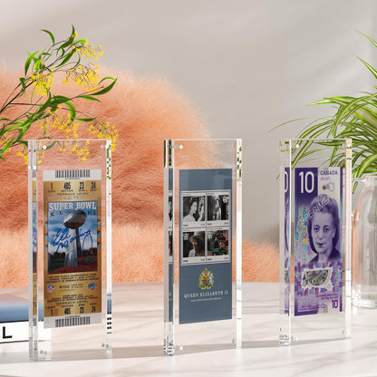HOZE Business License Frame – 4/5 Inch Thick Clear Acrylic Holder for 4x9 Certificates or Panoramic Photos (Full 4x10 Frame)