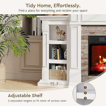 72" Electric Fireplace with Mantel, Fireplace TV Stand - Image 4
