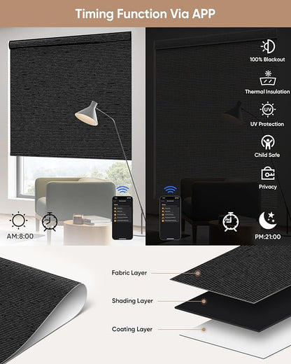 Kincmo Motorized Blinds with Remote, 100% Blackout Motorized Roller Shades Work - Image 4