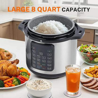 HealSmart 16-in-1 Electric Pressure Cooker 8 Quart, Non-Stick Stainless Steel - Image 3