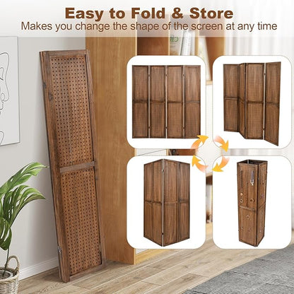 Giantex 4 Panel Pegboard Display & Room Divider, 5.6FT Folding Pegboard Stand - Image 5