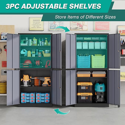 Metal Storage Cabinets with Doors and Shelves, 4 Door Lockable Storage Cabinets - Image 4