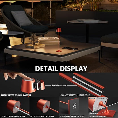Compact Cordless Table Lamp, Rechargeable LED Night Light, Dual Light Source - Image 3