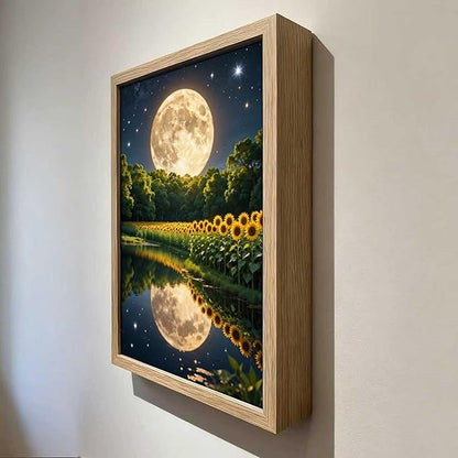 URVIP LED Glowing Photo Frame, 3D Starry-Sky Blue Moon Wall Art, 9x12 Inches - Image 4