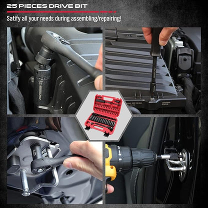 64-Piece 1/4" Drive Impact Socket Wrench Driver-Bits Set, Cr-V Metric - Image 7