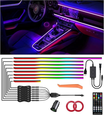 KENANEK 234’’ Acrylic Car Ambient Lighting Kit – 8 RGB LED Light Strips by Unknown