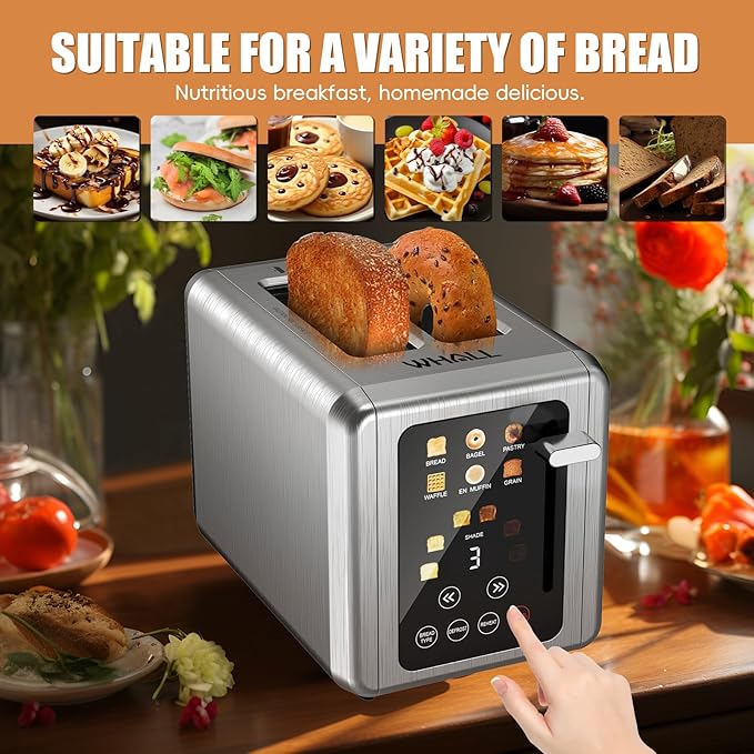WHALL Touch Screen Toaster 2 Slice, Smart Digital Toaster - Image 4