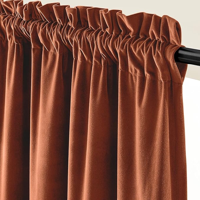 Lazzzy Velvet Blackout Extra Long Curtains Thermal Insulated Room Window Drapes - Image 2