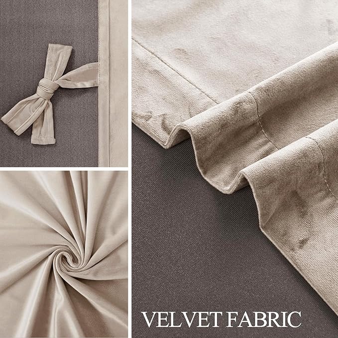 JIUZHEN Beige Velvet Curtains 120 inches - Image 5