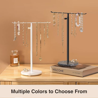 Josmimic White Necklace Holder Jewelry Organizer Stand – Adjustable Height - Image 4