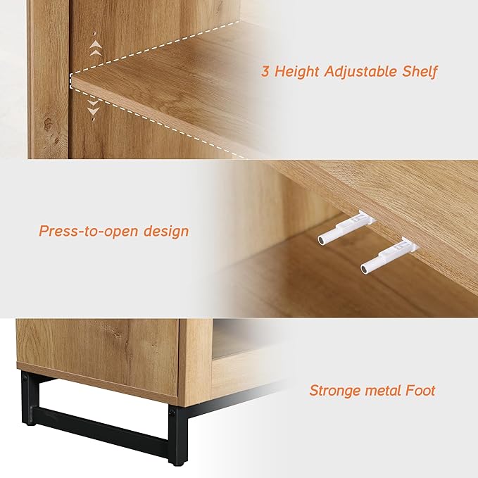 WAMPAT Modern TV Stand with Glass Doors - Image 7