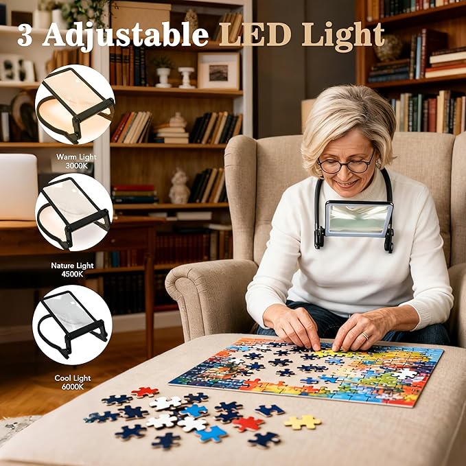Magnifying Glass with Light for Reading, Hands Free Page Reading Magnifier for - Image 2