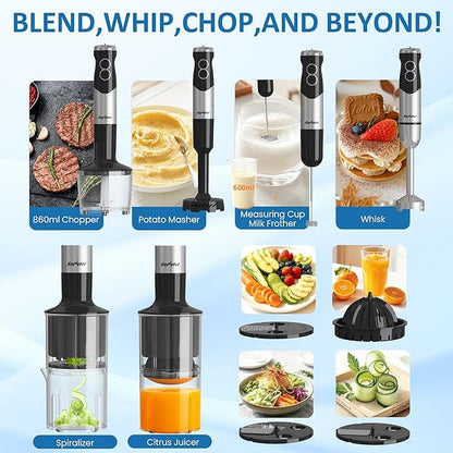 1000W Professional Hand Blender, 12-Speed Heavy Duty Immersion Blender - Image 4